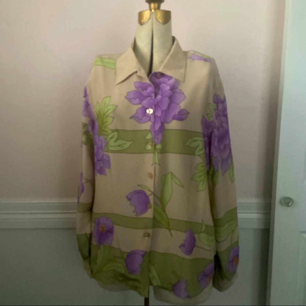 Diane Gilman blouse 100% silk